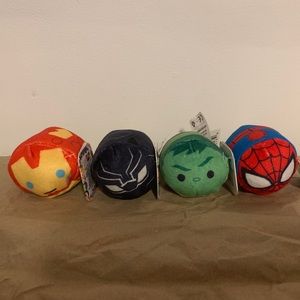 Disney TSUM TSUM Marvel Iron Man Spiderman Black Panther Hulk 3" Mini Plush LOT